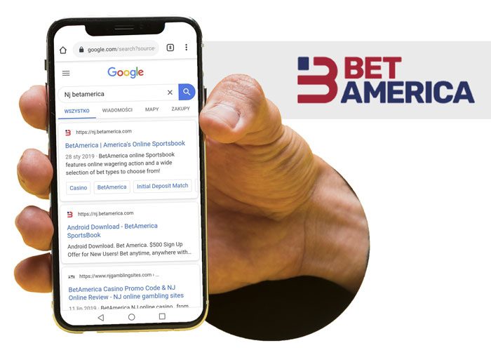 Google Search Showing BetAmerica 