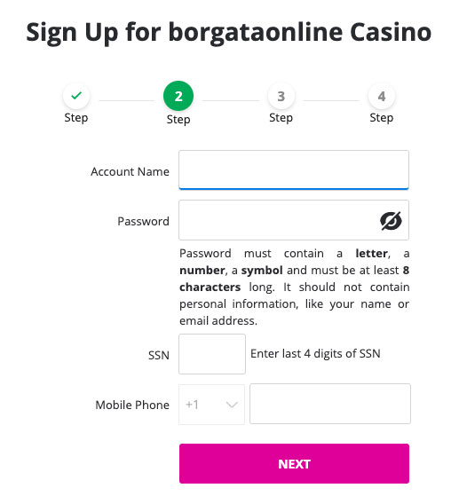 Borgata Sign Up Information Requirements page 2