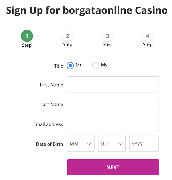 Borgata Sign Up Information Requirements Step 1