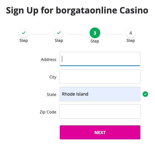 Borgata Sign Up Information Requirements Step 3 