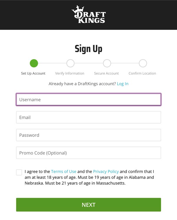 Draftkings Sign Up Account Requirements Page 1