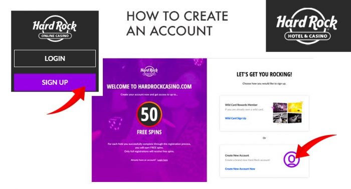 Hard Rock Create Account Welcome Page