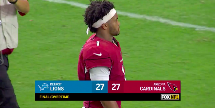 NFL Lions cardinals results tie game screenshot final score 1