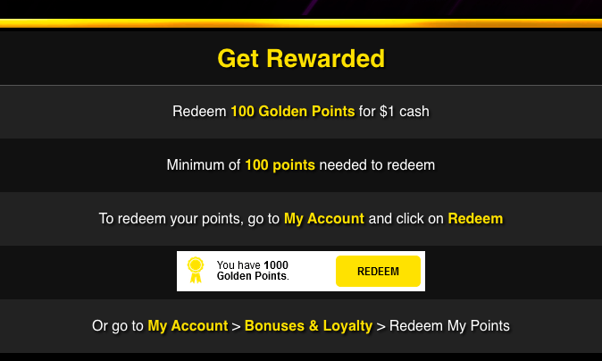 golden nugget get rewards chart screenshot